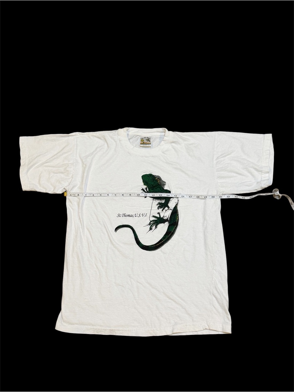 Vintage 90s St. Thomas Virgin Islands Iguana Nature White T-Shirt Size XXL